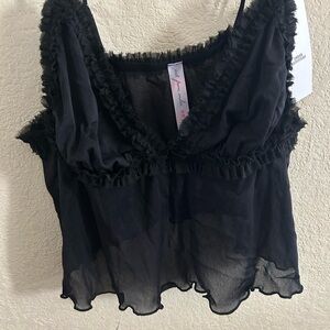 Out from under Black Ruffled Top